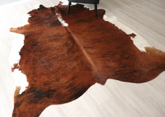 Medium White Spine Belly Brindle Cowhide Rug (Size: 230 X 200 CM) CHR2738