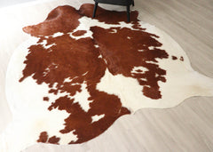 Brown And White Cowhide Rug (Size: 240 X 200 CM) CHR2741