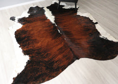(Rare) Dark White Spine Belly Brindle Cowhide Rug (Size: 250 X 220 CM) CHR2704
