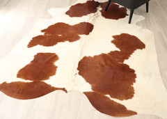 Brown And White Cowhide Rug (Size: 240 X 210 CM) CHR2711