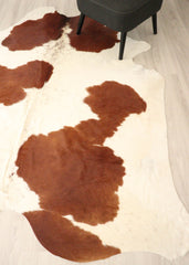 Brown And White Cowhide Rug (Size: 240 X 210 CM) CHR2711