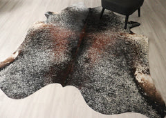(Rare) Salt Pepper Tri-Color Cowhide Rug (Size: 240 X 210 CM) CHR2725