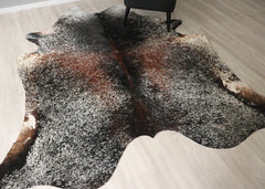 (Rare) Salt Pepper Tri-Color Cowhide Rug (Size: 240 X 210 CM) CHR2725