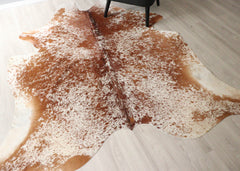 (Rare) Salt Pepper Brown & White Cowhide Rug (Size: 220 X 200 CM) CHR2733