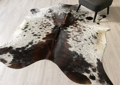 (Rare) Salt Pepper Tri-Color Cowhide Rug (Size: 220 X 190 CM) CHR2440