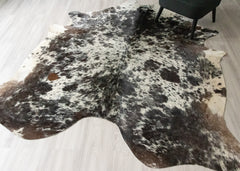 (Rare) Salt Pepper Tri-Color Cowhide Rug (Size: 240 X 220 CM) CHR2447