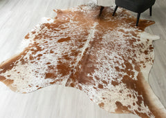 (Rare) Salt Pepper Brown & White Cowhide Rug (Size: 260 X 220 CM) CHR2448