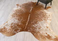 Salt Pepper Brown & White Cowhide Rug (Size: 230 X 190 CM) CHR2143