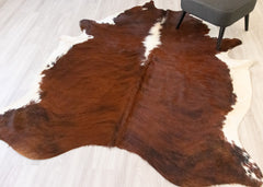 Dark White Spine Belly Brindle Cowhide Rug (Size: 230 X 200 CM) CHR2148
