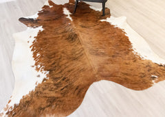 Medium White Spine Belly Brindle Cowhide Rug (Size: 240 X 200 CM) CHR2150