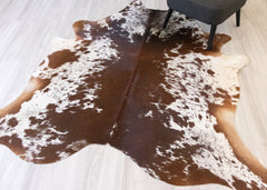 Salt Pepper Brown & White Cowhide Rug (Size: 210 X 190 CM) CHR 2106
