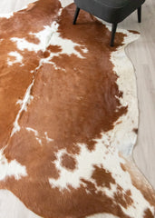 Brown And White Cowhide Rug (Size: 240 X 210 CM) CHR2647