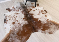 Salt Pepper Brown & White Cowhide Rug (Size: 240 X 200 CM) CHR2133