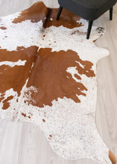 Salt Pepper Brown & White Cowhide Rug (Size: 200 X 170 CM) CHR 2093