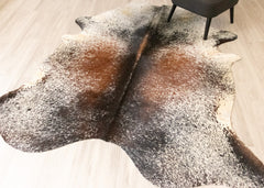 (Rare) Salt Pepper Tri-Color Cowhide Rug (Size: 250 X 210 CM) CHR2247