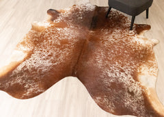 Salt Pepper Brown & White Cowhide Rug (Size: 250 X 200 CM) CHR2249