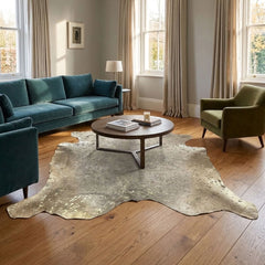 gold speckled cowhide rug