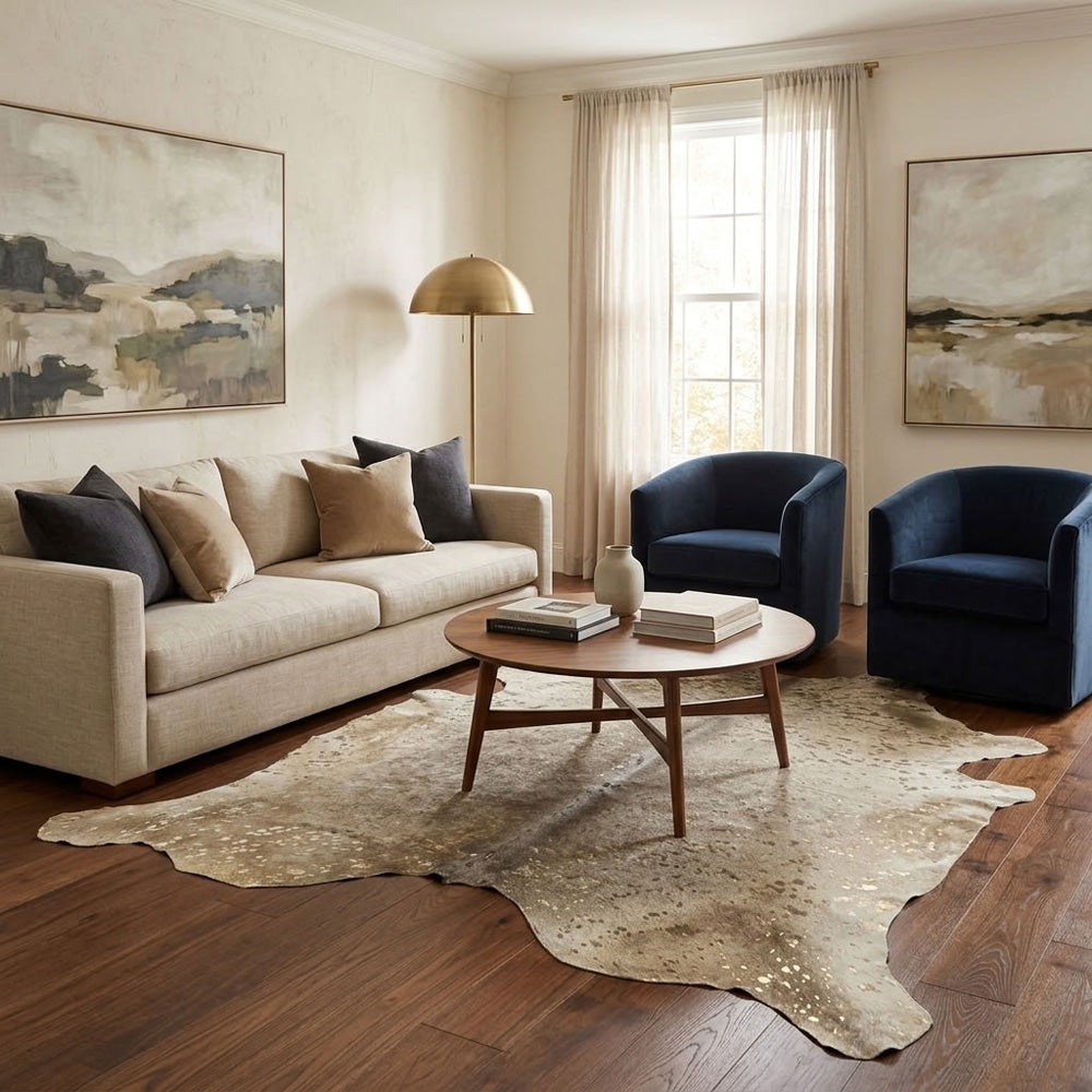 premium acid washed cowhide rug