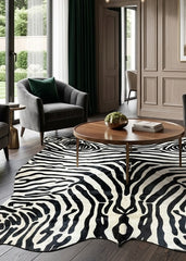 designer zebra print on genuine cowhide rug