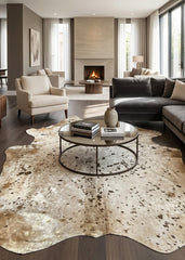 gold speckled cowhide rug
