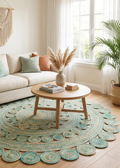 Handmade Designer Jute Round Rug