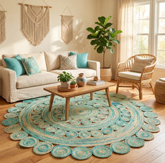 Handmade Designer Jute Round Rug
