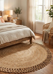 Designer Plain Handmade Jute Round Rug