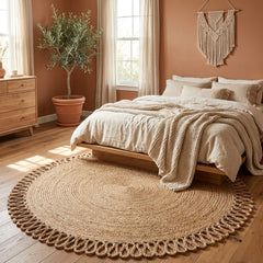 Designer Plain Handmade Jute Round Rug