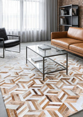 stitched patchwork cowhide rug Australia