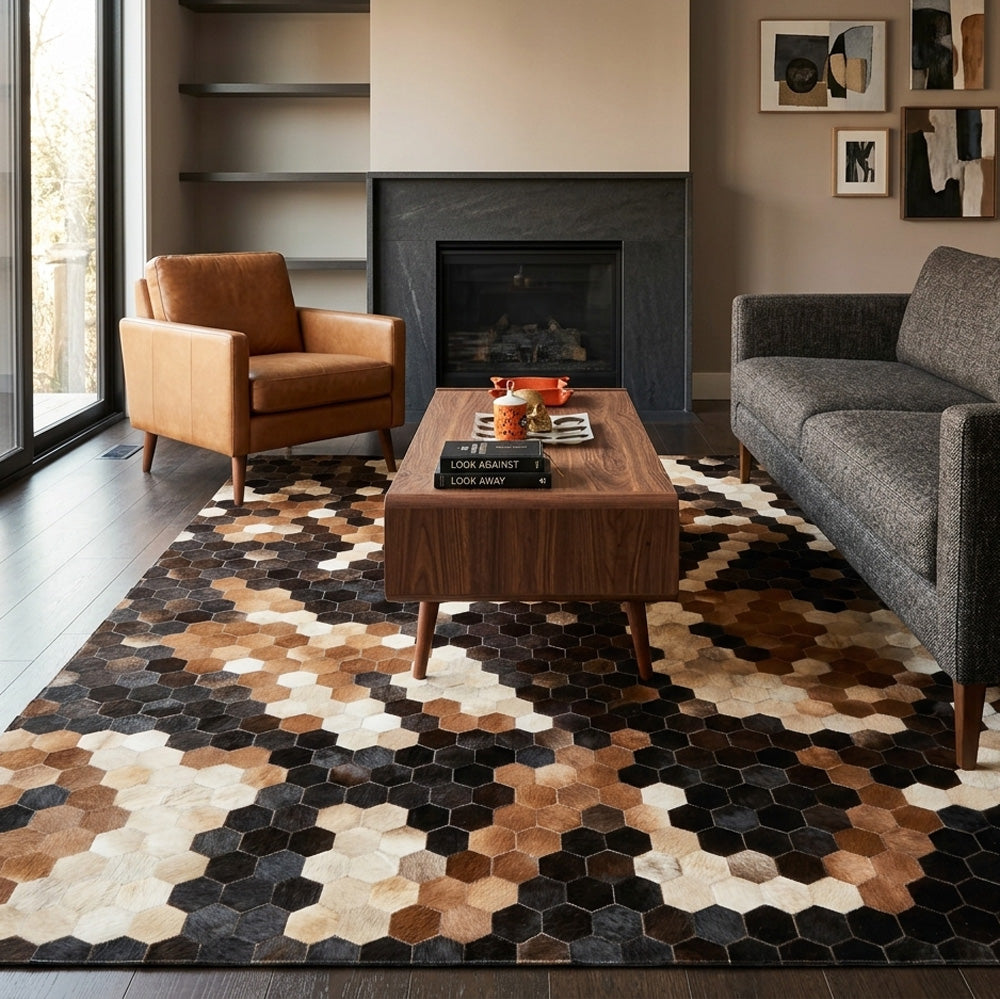 cowhide patchwork rug Australia