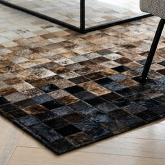 Wave Tricolor Block Cowhide Patchwork Rug