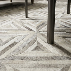 Triangle Grey Cowhide Patchwork Rug