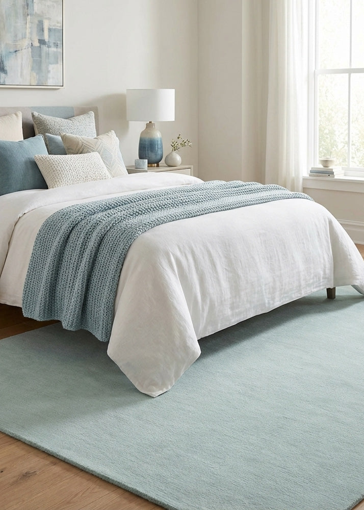 Airway tufted wool rug in bedroom