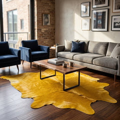 Dyed Yellow Cowhide Rug