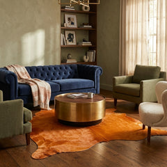 Dyed Burnt Orange Cowhide Rug