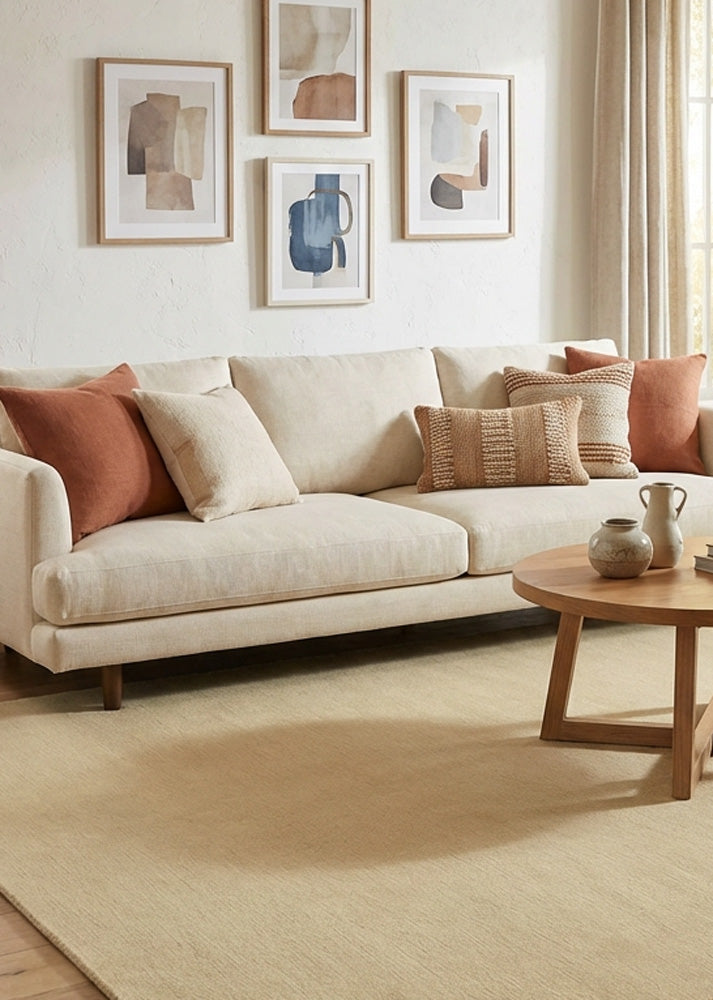 Cream wool rug in modern living room