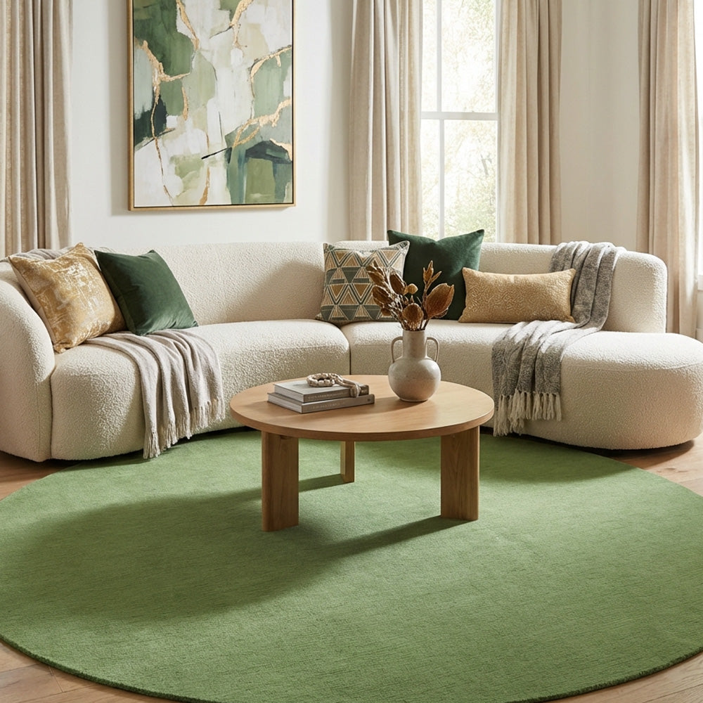 Green round wool in modern living room