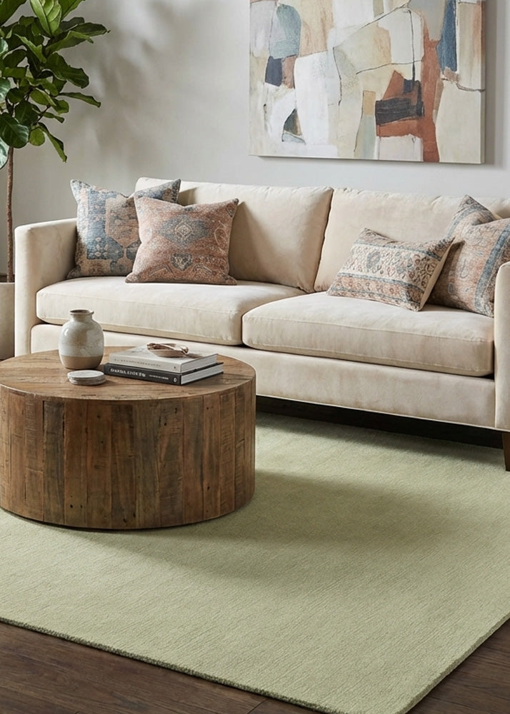 Green wool rug in modern living room
