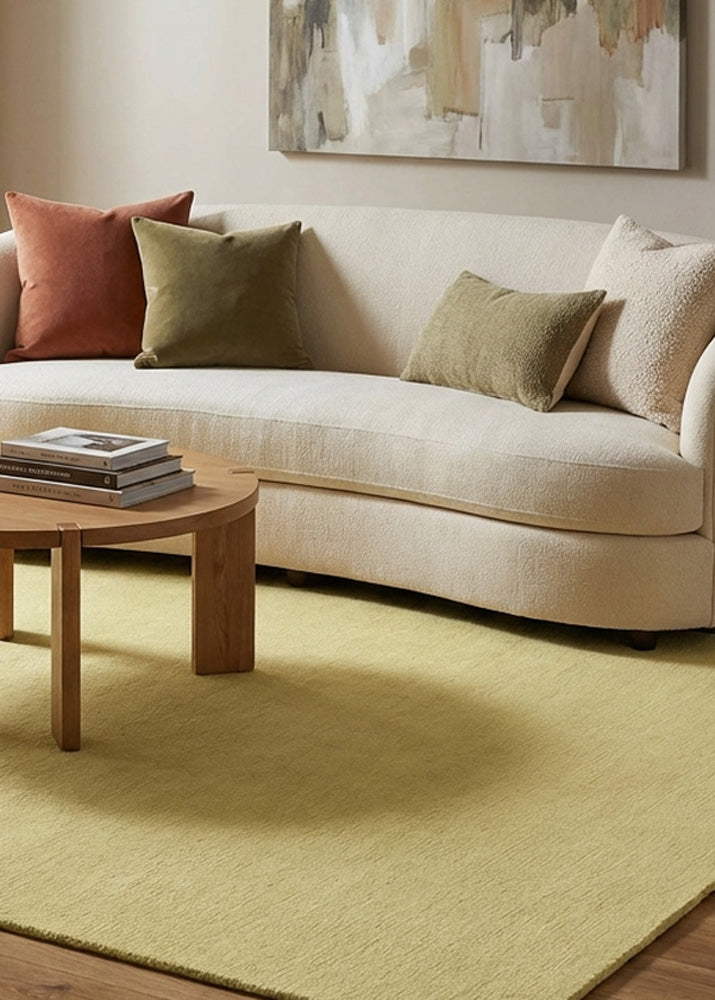 Green wool rug in modern living room