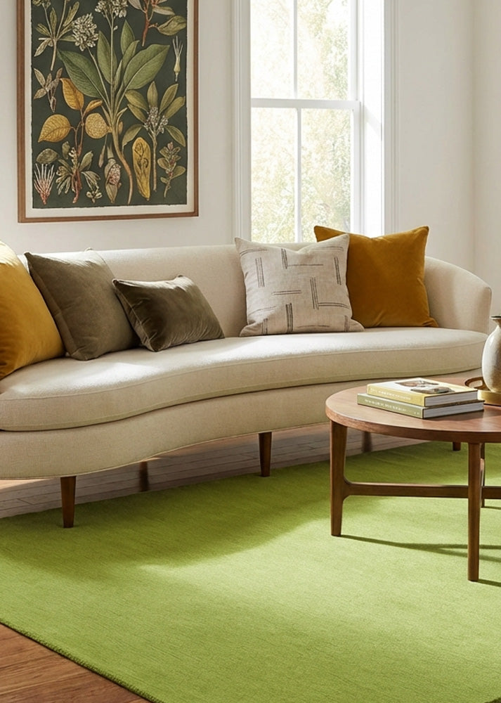 Green wool rug in modern living room