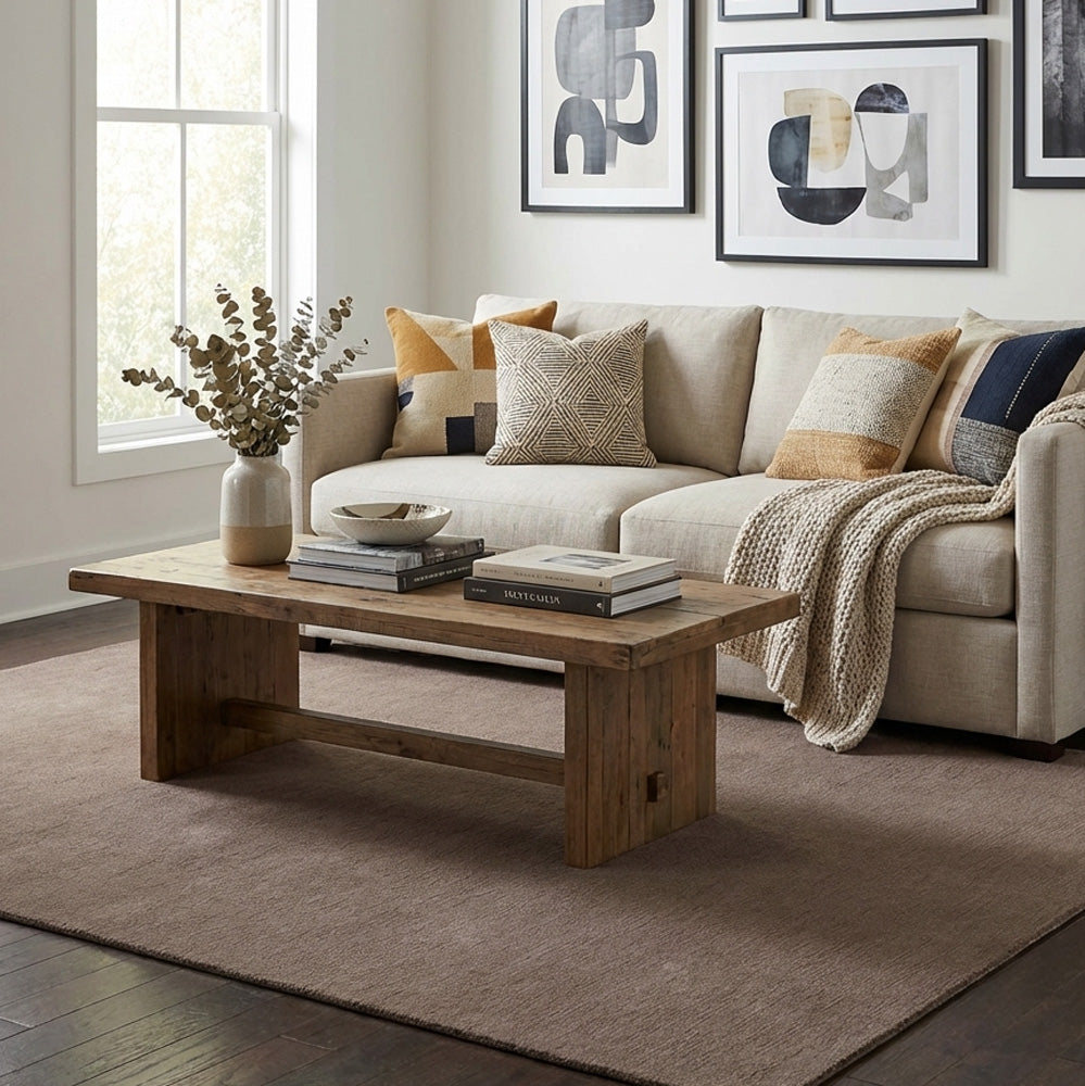 brown wool rug in living room