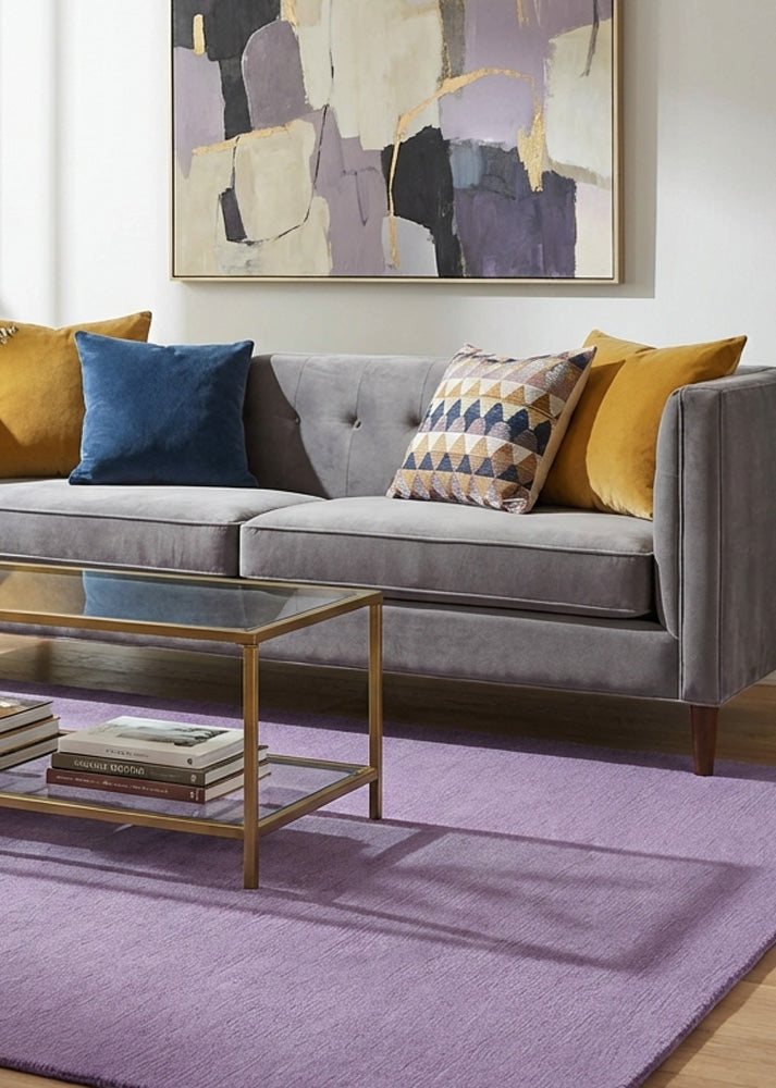 Purple wool rug in living room