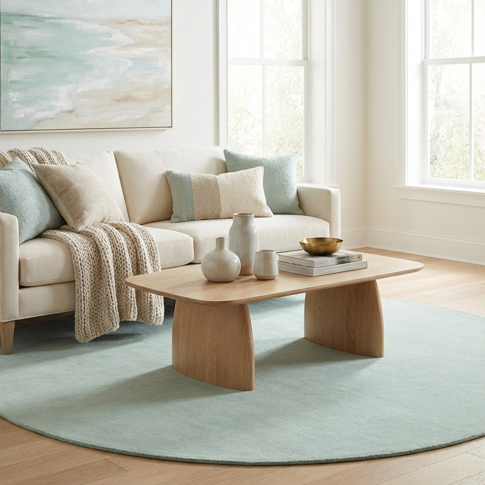 round wool rug in modern living room