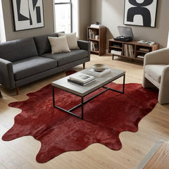 Dyed Red Garnet Cowhide Rug