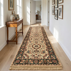 Authentic Wool Hand-Knotted Floral Hallway Runner Rug – 76 x 260 CM