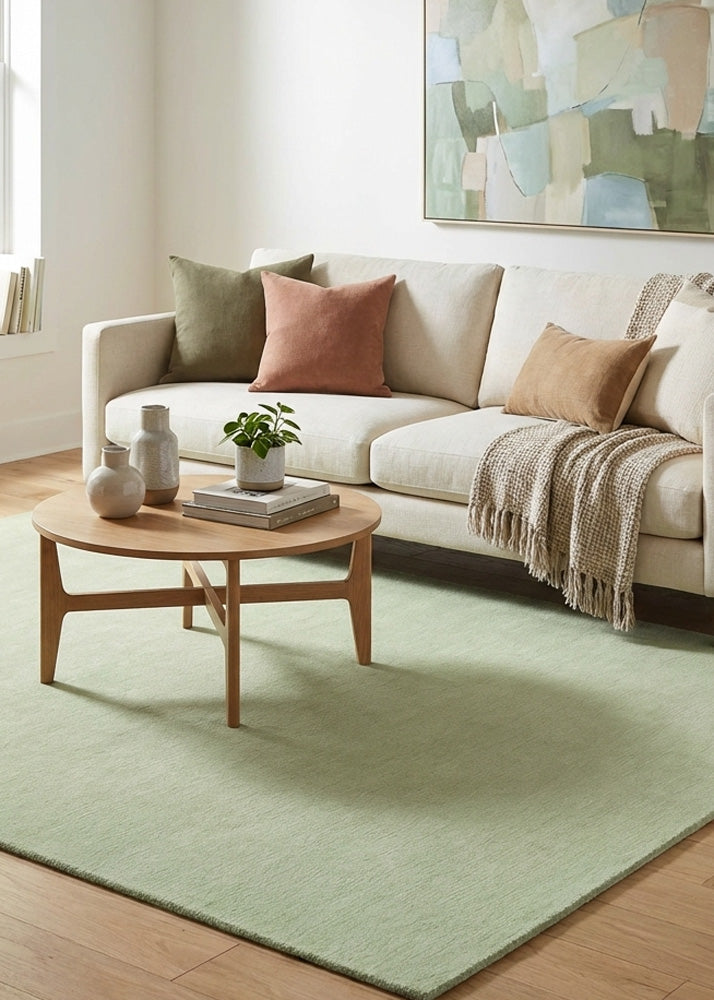 Mint wool rug in modern living room