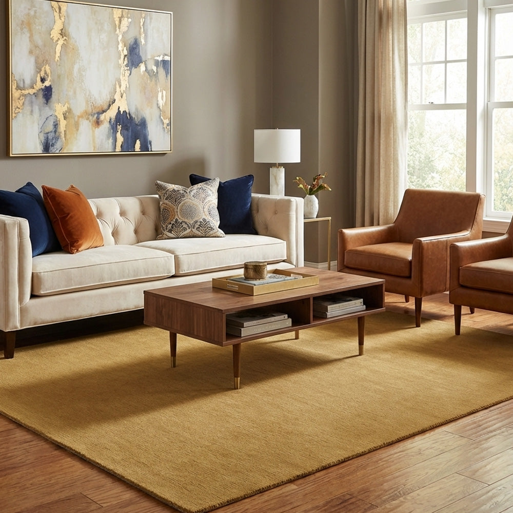 beige wool rug in modern living room