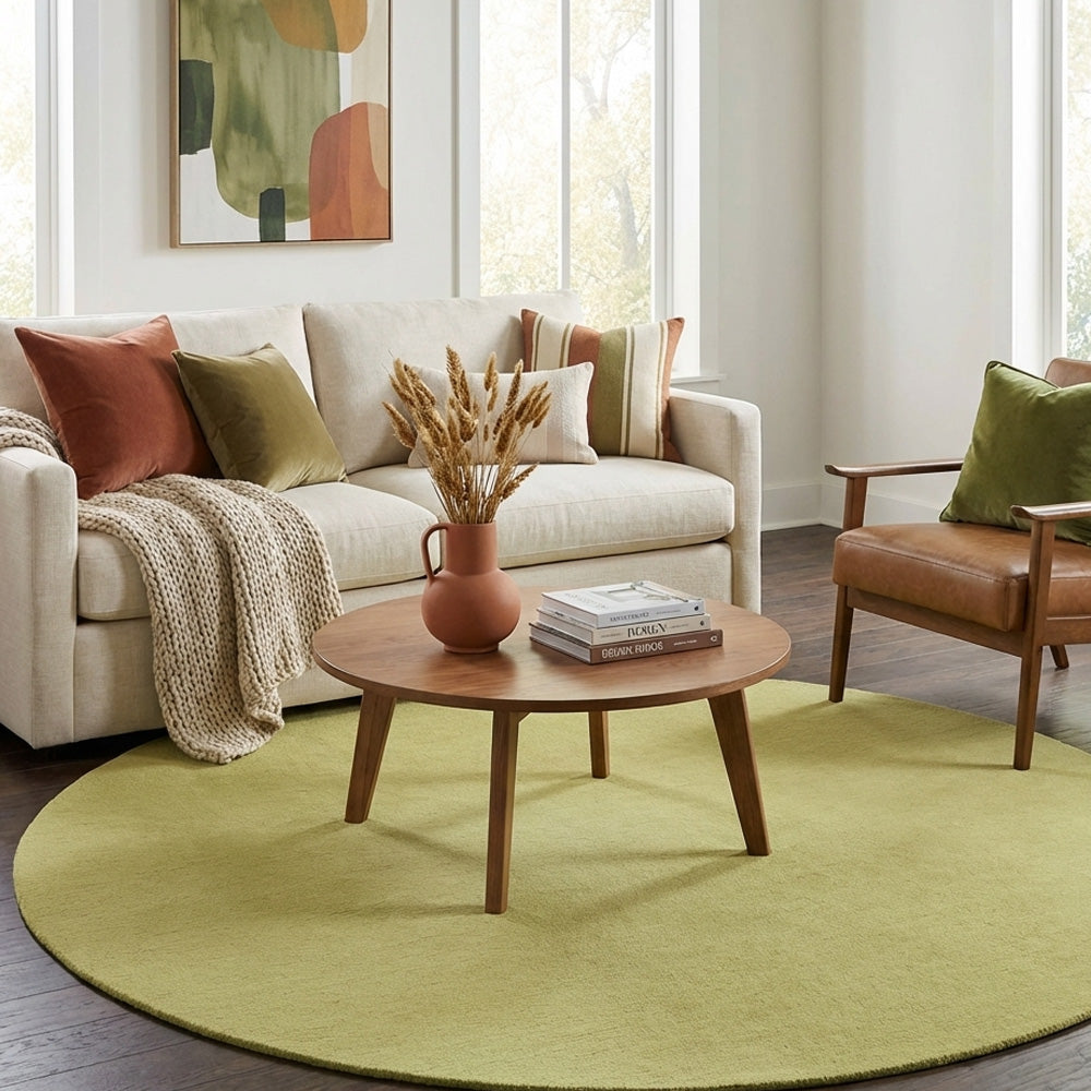 round wool rug in modern living room