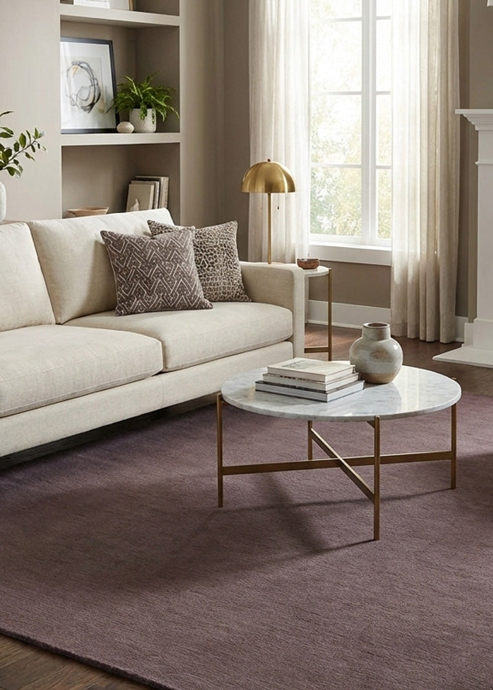 Hand tufted purple wool rug in Modern Living room