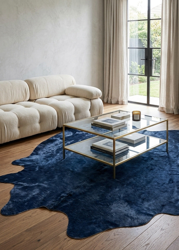 navy blue cowhide rug